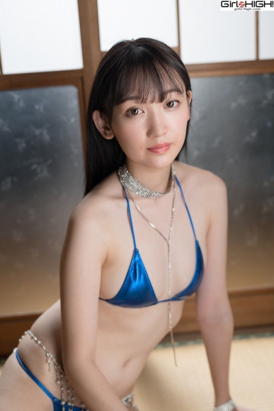 Mai Nanase Blue Metallic Micro Bikini Swimsuit016