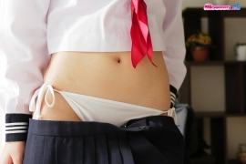 Ayaka Kasuga Sailor suit undressing white swimsuit white bikini string bikini003