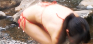 Arimura Kasumi Pure Water Wear Capture in a Red Bikini009