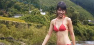 Arimura Kasumi Pure Water Wear Capture in a Red Bikini015