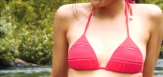 Arimura Kasumi Pure Water Wear Capture in a Red Bikini042