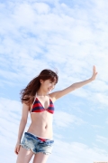 Ayumi Ishida 17 years old Morning Musume 14 Swimsuit with emerald green sea in the background068