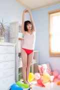 Satina Kashiwagi Satina red swimsuit red bikini lounging in the room011