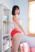 Satina Kashiwagi Satina red swimsuit red bikini lounging in the room015