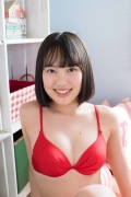Satina Kashiwagi Satina red swimsuit red bikini lounging in the room022
