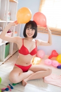 Satina Kashiwagi Satina red swimsuit red bikini lounging in the room026