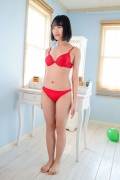 Satina Kashiwagi Satina red swimsuit red bikini lounging in the room046