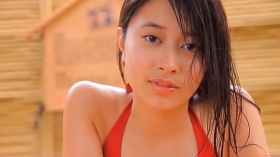 Iku Goto bathing in red bikini in Onsen Gravure039