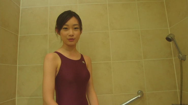 Misato Kawachi swimming suit brown bathroom08
